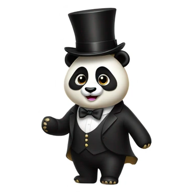a panda in a tux with a golden top hat sticker