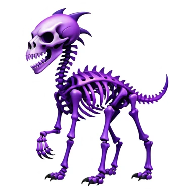 A black and purple gradient epic shiny cool edgy skeletal animal, full body sticker