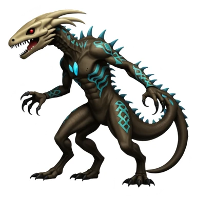  Venom-Fionbri-Vernid-Marowak-Salandit-Xenomorph-hybrid-fantasy-creature (full body) with tribal markings and glowing patterns and scales sticker