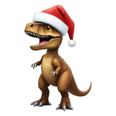 T-Rex wearing Santa hat with Christmas lights strung around body sticker