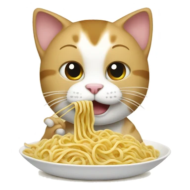 cat eating noodles  sticker
