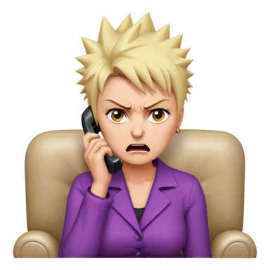 Short Blonde spikey mature woman on the phone angry sat on the sofa sticker