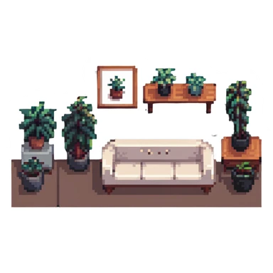 minimalist aesthetic room with simple furniture and plants sticker