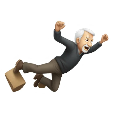 Old man tumbling down a hill sticker