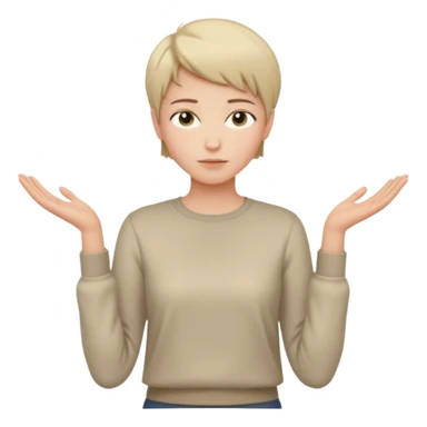 androgynous upper body, hands at sides, short hair, neutral clothing sticker
