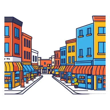 busy street with shops sticker