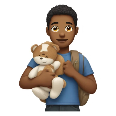 Boy carrying a stuffed animal sticker