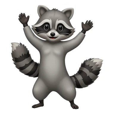 a full body raccoon celebrating / dancing  sticker