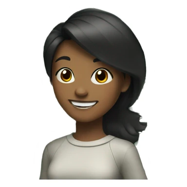  happy black-haired girl with a christmas tree sticker