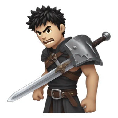 angry berserk guts carrying a huge sword on his shoulder sticker