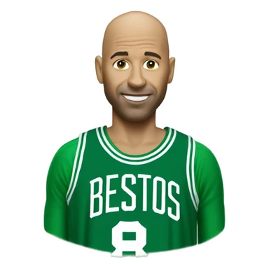 Bald white man in Celtics jersey sticker