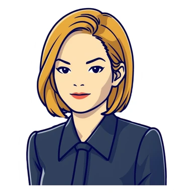 Michelle Monaghan with honey blonde hair as powerful CEO in office sticker