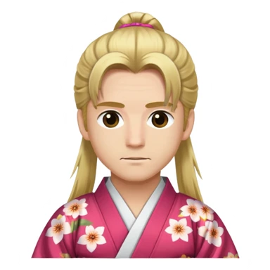 a man with long blonde hair pony tailed and hazel eyes wearing a kimono sticker
