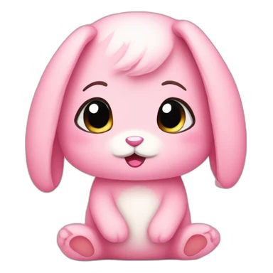 A pink plush bunny crying sticker