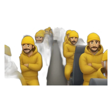 Armenian men in yellow clothing in the bus sticker