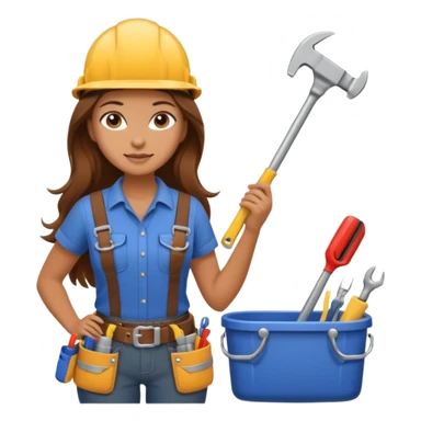 beautiful girl with long brown hair constructing new bathroom sticker