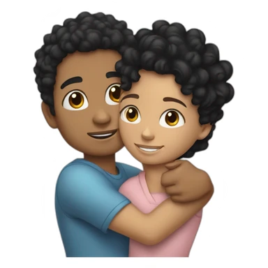 Lightskin girl hugging a white boy whit curly black hair  sticker