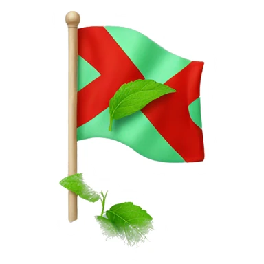 mint leaf holding a red flag sticker