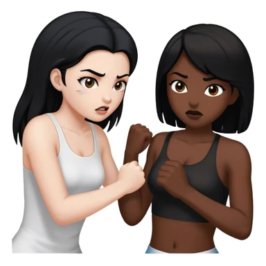 black girl beating up white girl with black hair sticker