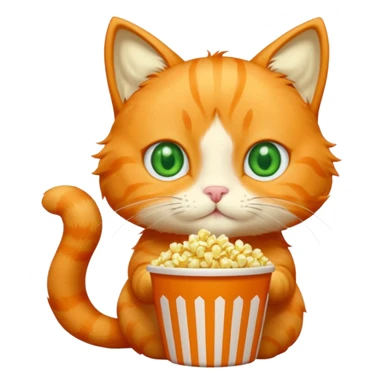 Orange cat eating popcorn sticker