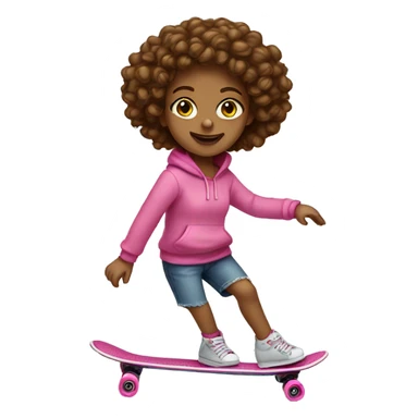 girl with pink hoodie and brown curly hair on penny board  sticker