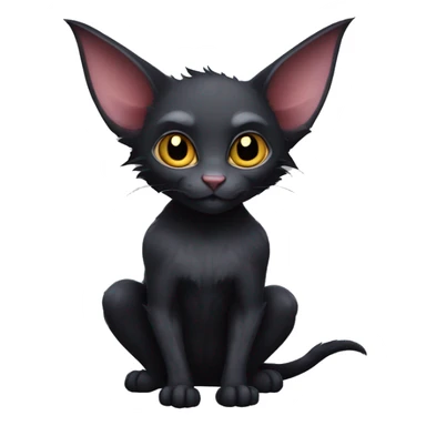 Black-Vampire-Batty-Lykoi-Cat-Fakémon-Cat With Bat-wings as ears  sticker