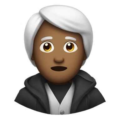 An emoji of a mysterious and majestic figure with the word akdo on his clothes  sticker