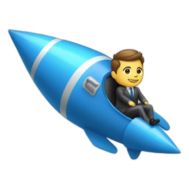 suit man ridding blue rocket sticker