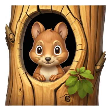 squirrel peeking out from behind tree branch sticker