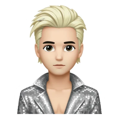 Bill Kaulitz with platinum blonde hair, silver sequin outfit  sticker