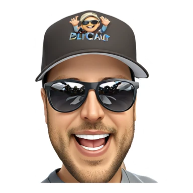 happy boy with sunglasses and hat sticker