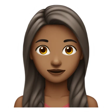 girl with long hair colored a little dark red, straight, wavy and slightly mixed skin sticker