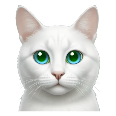 White cat with one blue eye and a green one  sticker