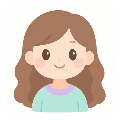 sweet brunette girl, long wavy hair, cheerful and approachable, white background sticker