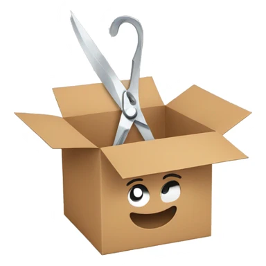 cutting cardboard box with scissors sticker