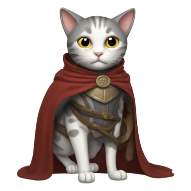 cat medieval problem solver with cape and full body sticker