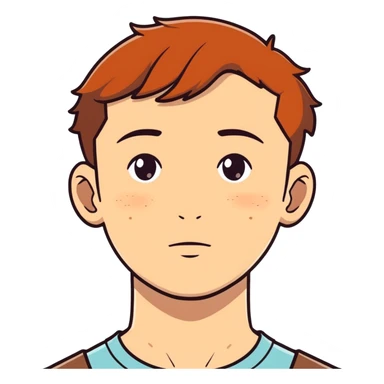 Man with freckles, light skin, short brown hair sticker