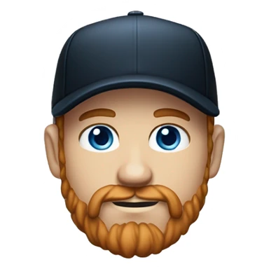 35 years old, male, short curly red hair, black baseball hat, blue eyes, pale complexion, thick beard and thin mustache sticker