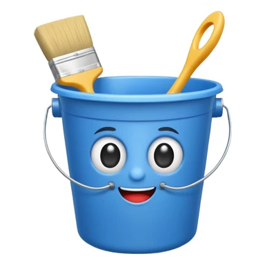 Bucket and brush for cleaning sticker