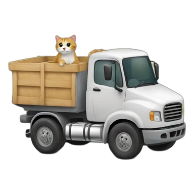 Un chat sur la route avec un camion qui roule a côté sticker