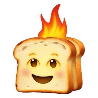 Smiling piece of toast that is on fire sticker