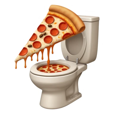 A pizza doing poop in toilet  sticker