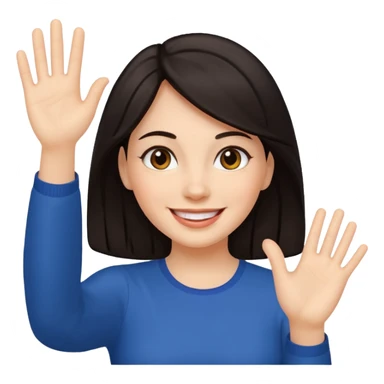 mujer de pelo oscuro saludando hello sticker