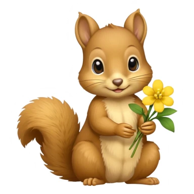 baby squirrel hold a flower sticker