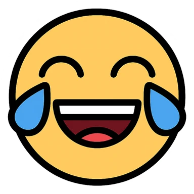 lineal color laughing face with black outlines sticker