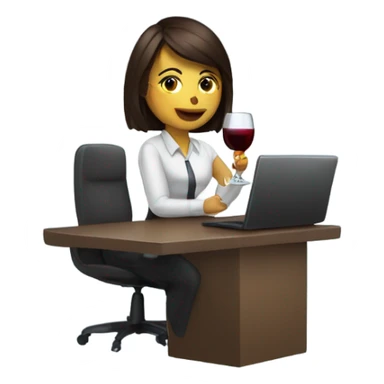 Cute office working brunette drinking wine while at computer sticker