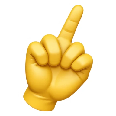 A 3D Apple-style yellow hand emoji, closed fist with thumb pointing backward over the shoulder direction, smooth rounded shape, shiny surface, clean minimal background. AND MOTİON LİNE sticker