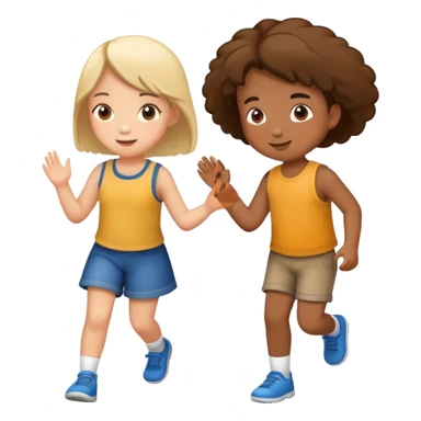 Two kids playing  sticker