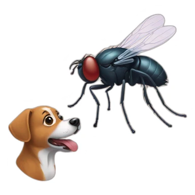 Fly and dog sticker