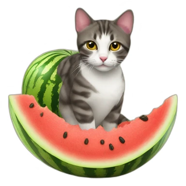 cat on a watermelon sticker